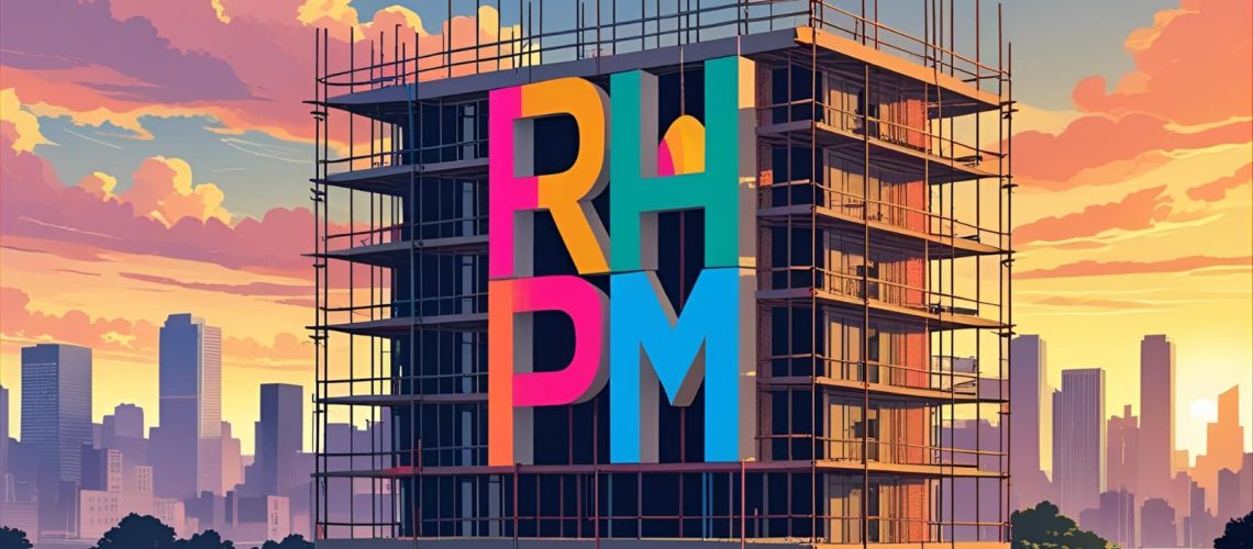 RhPM emblazoned on a skyscraper